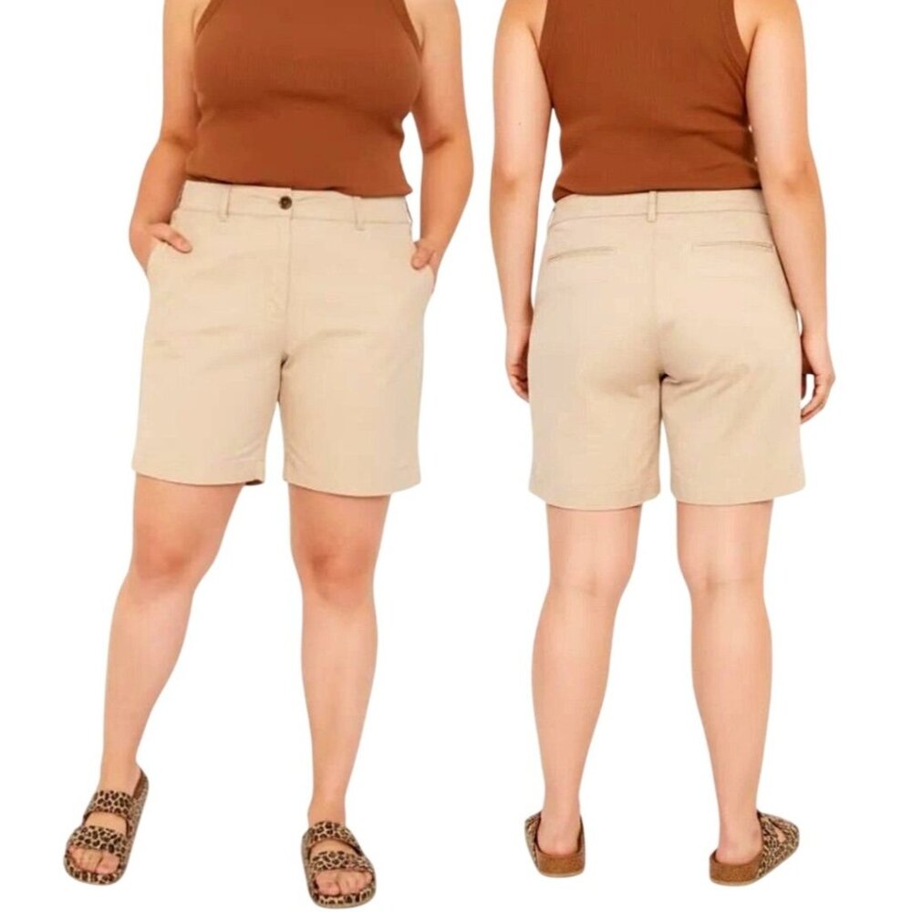 Old Navy Khaki High-Waisted 7-Inch Inseam Everyday Chino Shorts Women's 16 Tall